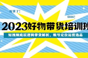 2023好物带货培训班：短视频底层逻辑带货解析，账号定位运营选品