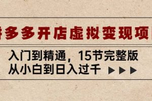 拼多多开店虚拟变现项目：入门到精通（15节完整版）