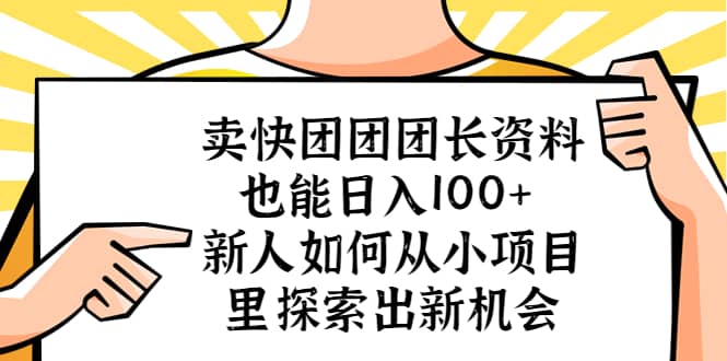 卖快团团团长资料也能日入100  新人如何从小项目里探索出新机会插图