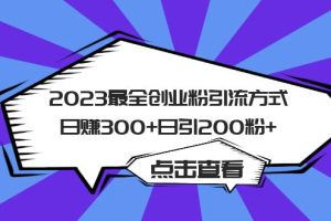 2023最全创业粉引流方式日赚300 日引200粉