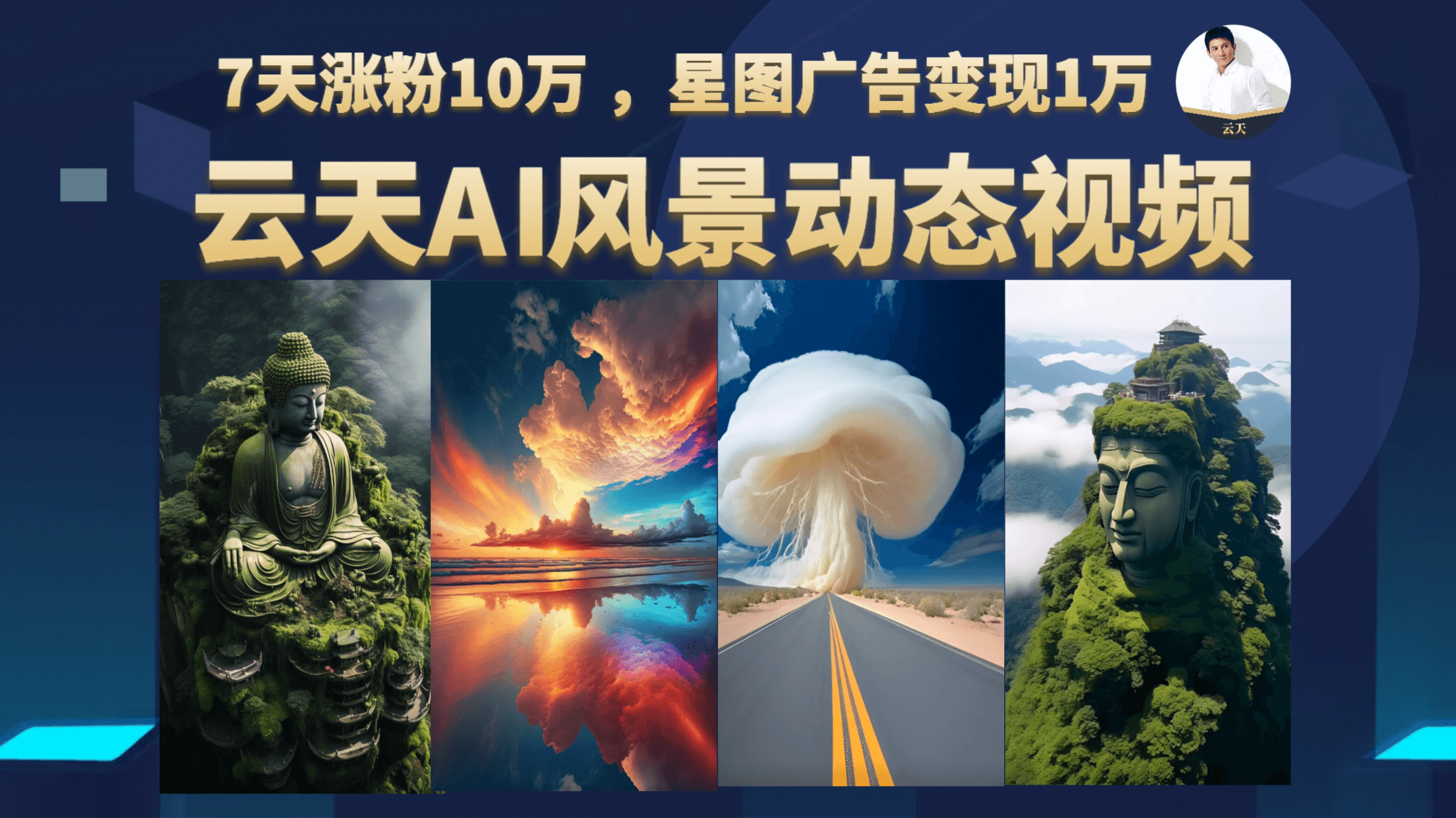 云天AI风景动图视频制作，7天涨粉10万 ，星图广告变现1万插图