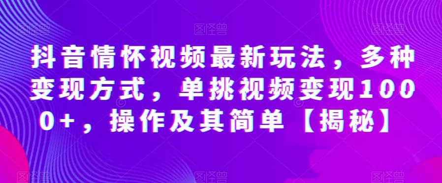 抖音情怀视频最新玩法，多种变现方式，单挑视频变现1000 ，操作及其简单【揭秘】插图