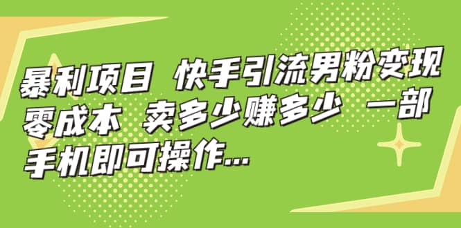 快手引流男粉变现，零成本，卖多少赚多少，一部手机即可操作，一天1000插图