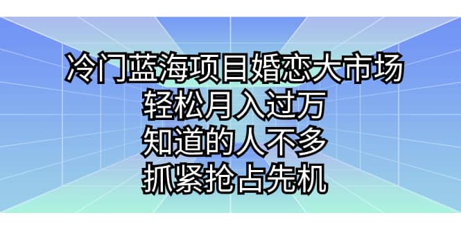 冷门蓝海项目婚恋大市场，轻松月入过万，知道的人不多，抓紧抢占先机插图