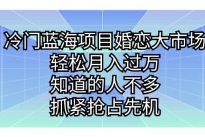 冷门蓝海项目婚恋大市场，轻松月入过万，知道的人不多，抓紧抢占先机