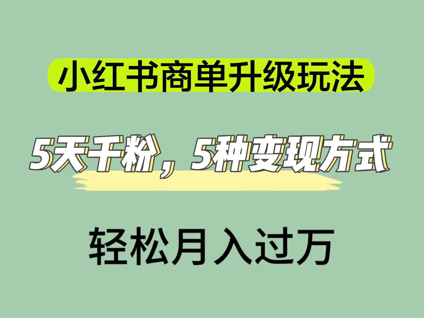 小红书商单升级玩法，5天千粉，5种变现渠道，轻松月入1万插图