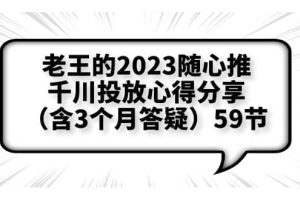 老王的2023随心推 千川投放心得分享（含3个月答疑）59节