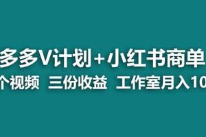 【蓝海项目】多多v计划 小红书商单 一个视频三份收益 工作室月入10w