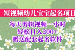 短视频幼儿宝宝起名项目，全程投屏实操，赠送配套软件