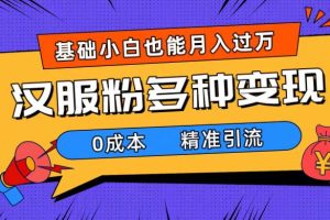 一部手机精准引流汉服粉，0成本多种变现方式，小白月入过万（附素材 工具）