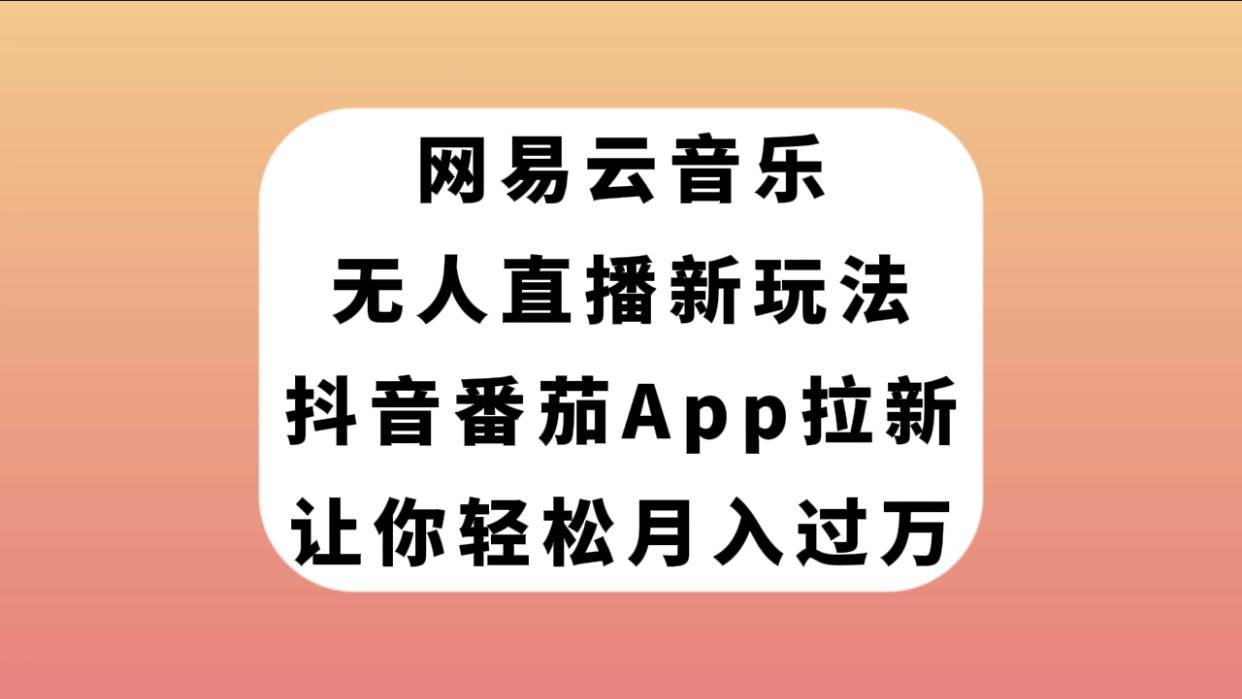 网易云音乐无人直播新玩法，抖音番茄APP拉新，让你轻松月入过万插图