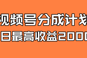 全新蓝海 视频号掘金计划 日入2000