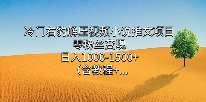 冷门右豹解压视频小说推文项目，零粉丝变现，日入1000-1500 （含教程）插图