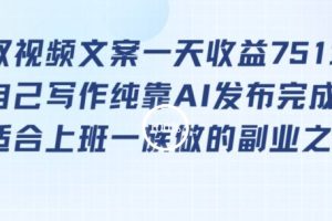 靠提取视频文案一天收益751块，适合上班一族做的副业【揭秘】