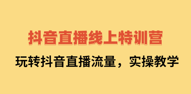 抖音直播线上特训营：玩转抖音直播流量，实操教学