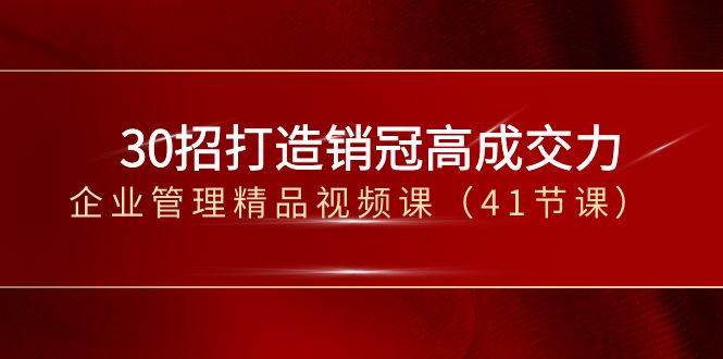 （8477期）30招-打造销冠高成交力-企业管理精品视频课（41节课）