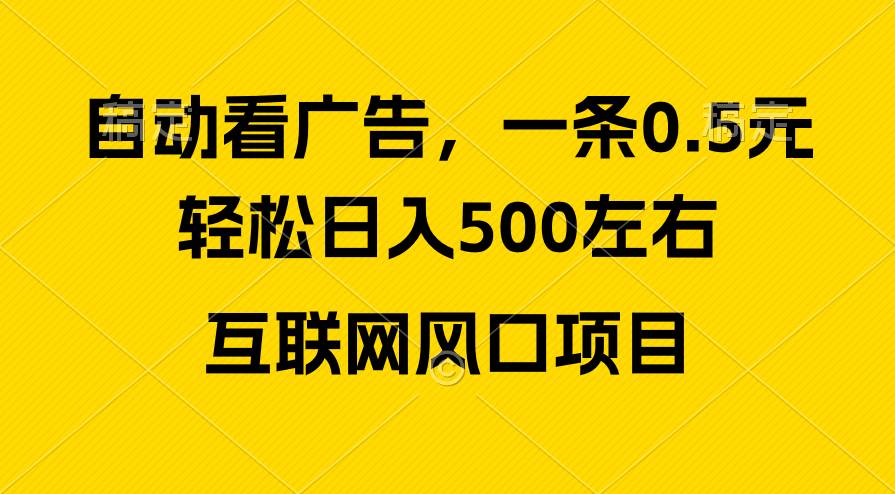 （10306期）广告收益风口，轻松日入500+，新手小白秒上手，互联网风口项目