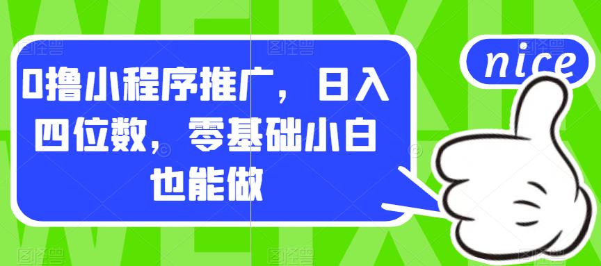 0撸小程序推广，日入四位数，零基础小白也能做【揭秘】