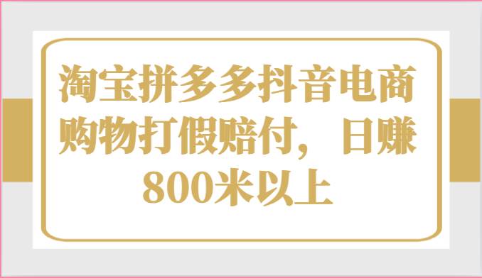 淘宝拼多多抖音电商购物打假赔付，日赚800米以上