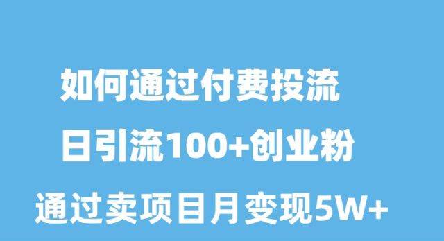 如何通过付费投流日引流100+创业粉月变现5W+