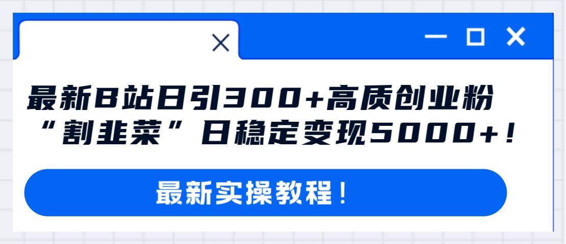 （8216期）最新B站日引300+高质创业粉教程！“割韭菜”日稳定变现5000+！