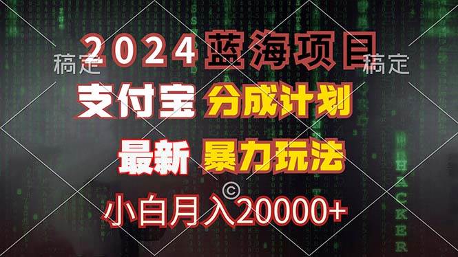 （12339期）2024蓝海项目，支付宝分成计划，暴力玩法，刷爆播放量，小白月入20000+