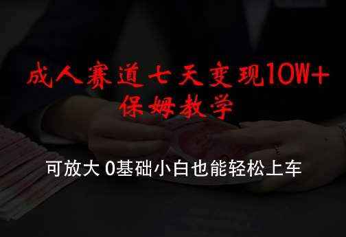 成人赛道七天变现10W+保姆教学，可放大，0基础小白也能轻松上车【揭秘】