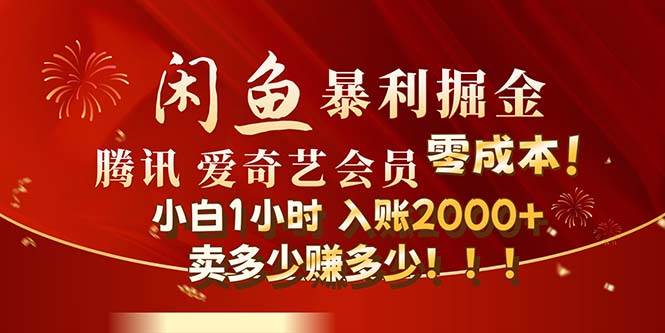 （12236期）闲鱼全新暴力掘金玩法，官方正品影视会员无成本渠道！小白1小时收…