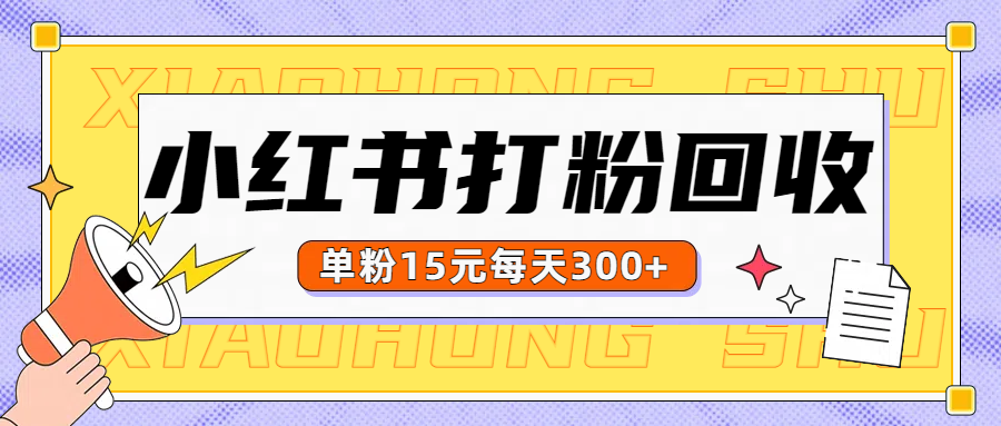 小红书打粉，单粉15元回收每天300+