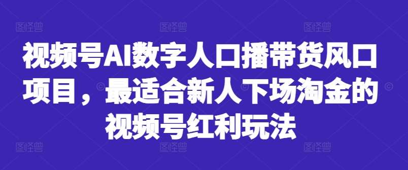 视频号AI数字人口播带货风口项目，最适合新人下场淘金的视频号红利玩法