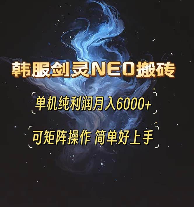 （13435期）韩服剑灵NEO搬砖攻略，单机纯利润月入6000+ 可矩阵操作，简单好上手。