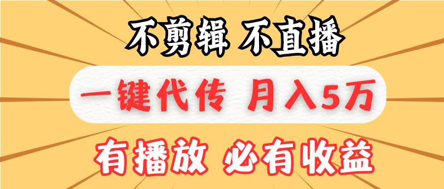 （13555期）不剪辑不直播，一键代发，月入5万懒人必备，我出视频你来发