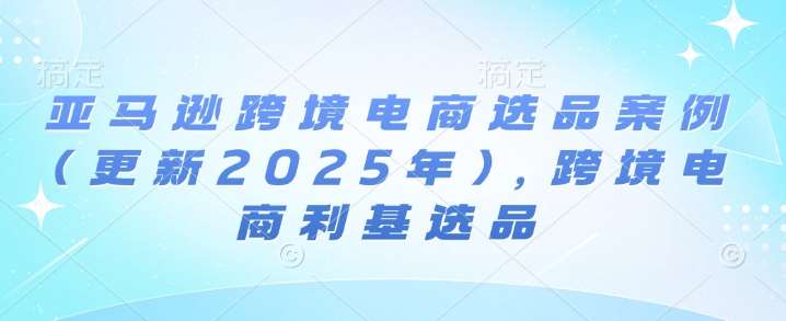 亚马逊跨境电商选品案例(更新2025年)，跨境电商利基选品