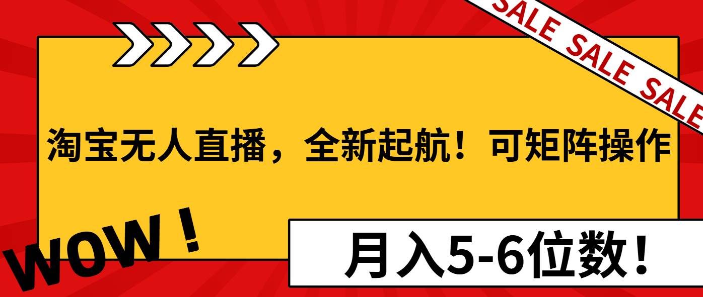 （13946期）淘宝无人直播，全新起航！可矩阵操作，月入5-6位数！